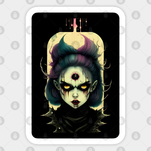 Cyclops Horror Girl Fantasy Sticker by SunGraphicsLab